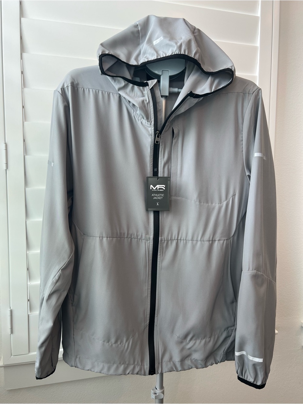 Athletic Hooded Windbreaker Jacket - Gray